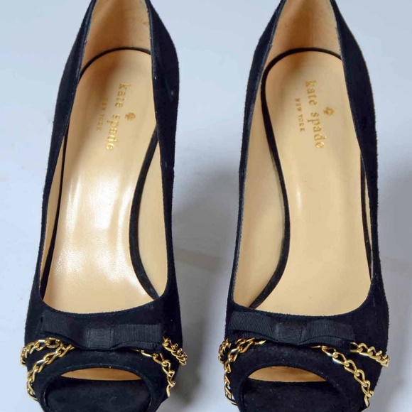 Kate Spade black suede open toe high heels sz 8AA - Picture 3 of 8
